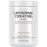 Codeage Liposomal Creatine Powder Supplement - 3-Month Supply - 5000mg Creatine Monohydrate Pre Workout & Post Workouts - Unflavored Creatine, Pure Creatine Powder, Creatinine for Sports - 90 Servings