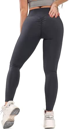 FITTOO Women's High Waisted Bottom Scrunch Leggings Ruched Yoga Pants Push up Butt Lift Trousers 