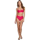 DKNY Womens Bikini Set ̶ Molded Bandeau Bikini Top & Mid Rise Bottom with Tummy Control