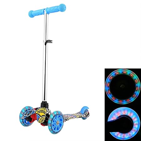 WeSkate Kinder Scooter Kinderroller höhenverstellbarer und Abnehmbarer Lenker Tret-Roller mit 4-PU blinkenden LED Rollen Graf