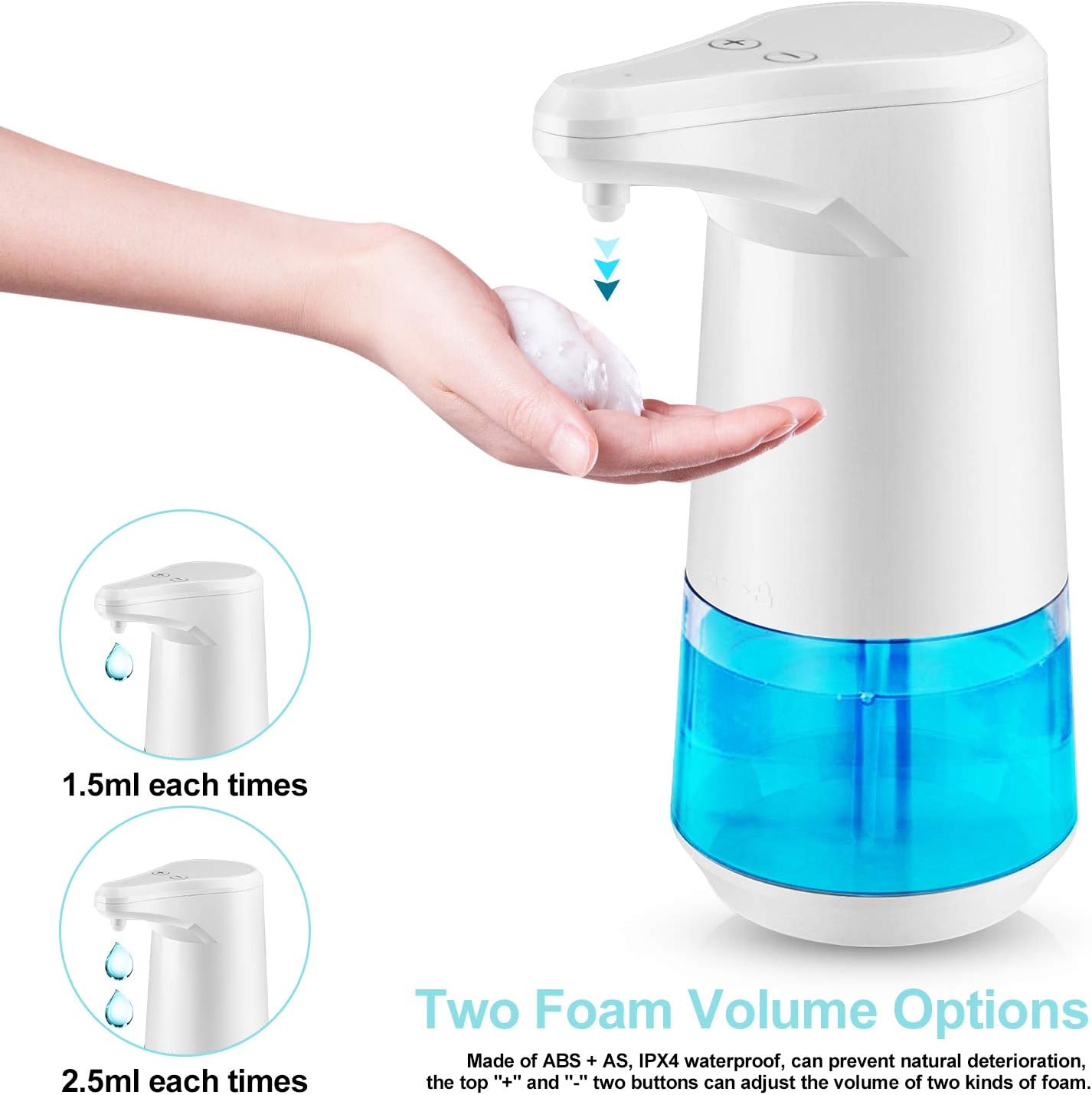 Automatic Foaming Soap Dispenser 350ml/12.3 oz, Smart Infrared Sensor Premium Waterproof IPX4, Battery Operated Countertop Automatic Soap Dispenser Touchless for Bathroom Kitchen Toilet Office Hotel: Home & Kitchen