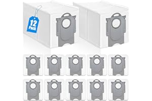 KGC 12 Pack Dust Bags Compatible with Roborock Q Revo, Qrevo S, S8 MaxV Ultra, S8 Max Ultra, Qrevo MaxV, Qrevo Pro Robot Vacuum Cleaner, 2.7L Large Capacity Disposable Automatic Trash Bag Accessories