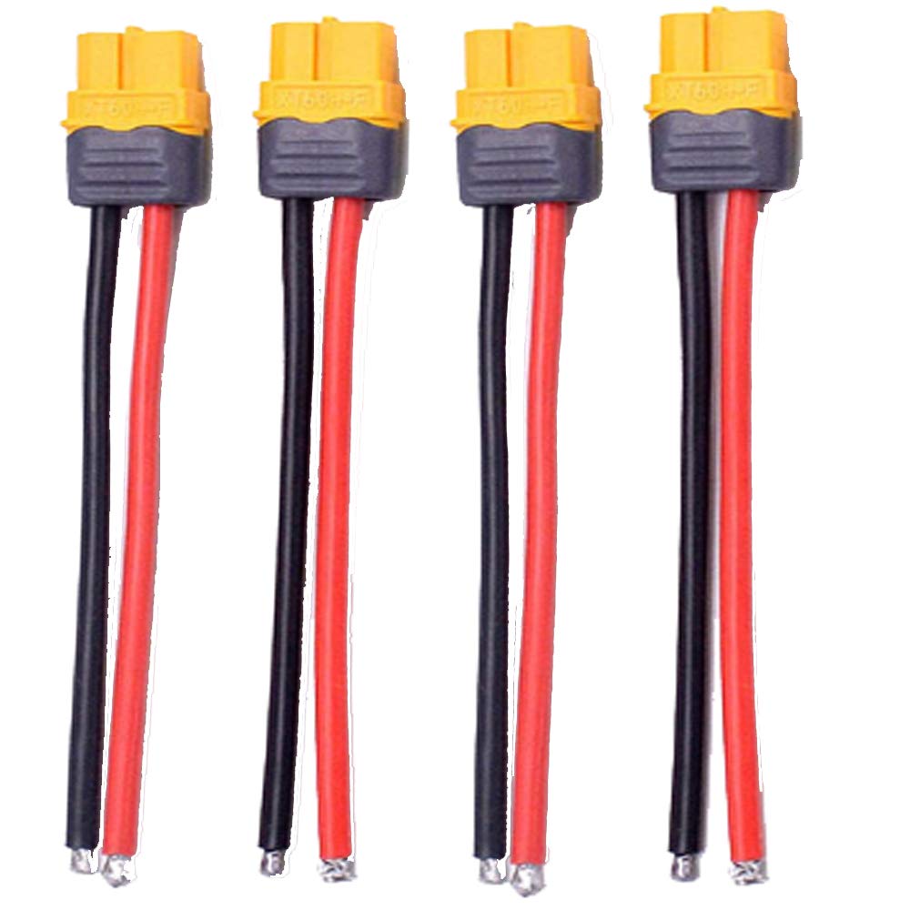 4 Pcs XT60 Pigtail XT60H Male Female Connector Plug Cable with 5.9inch 12AWG Silicon Wire for RC Lipo Battery (XT60H female plug wire)