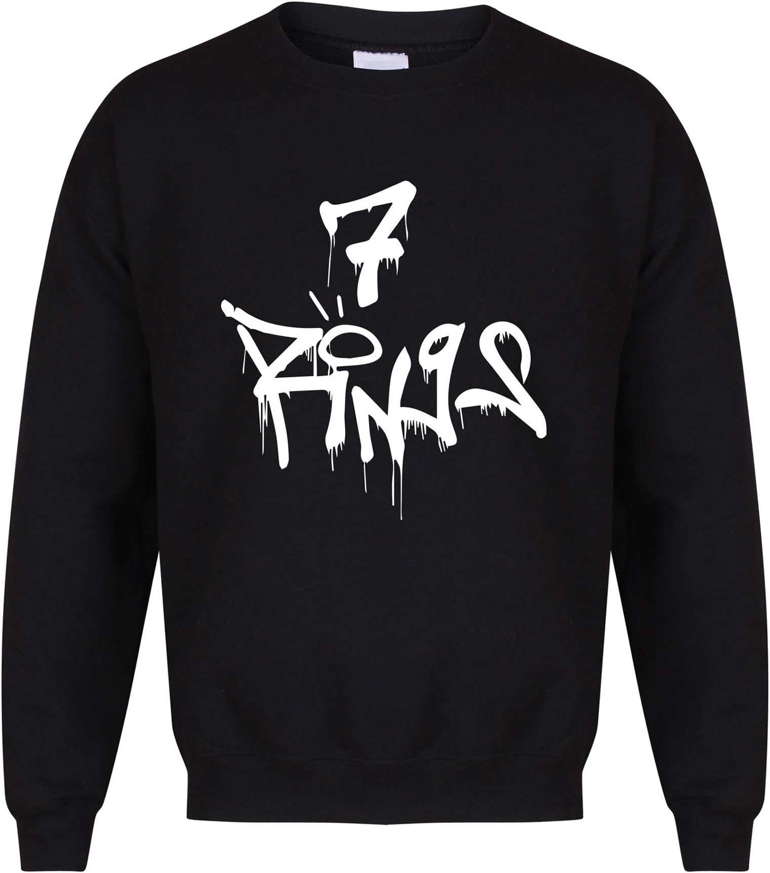 Unisex Slogan Sweater Jumper 7 Rings Black