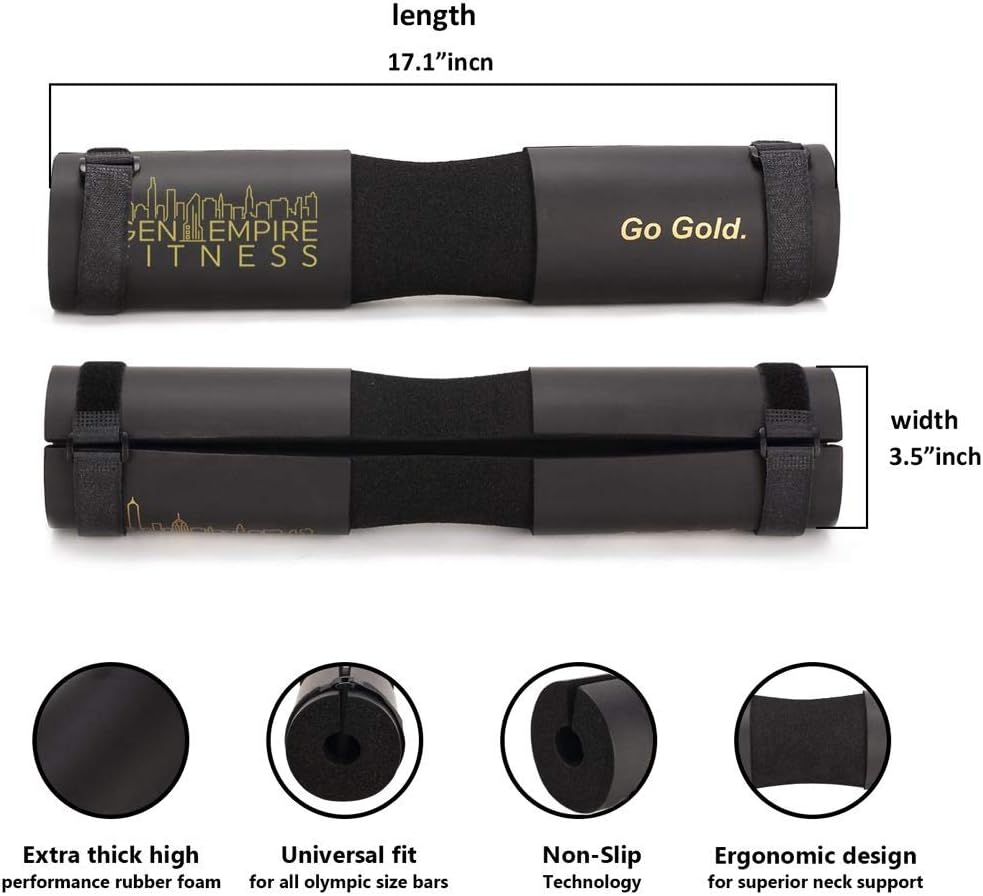 Gen Empire Fitness Squat Pad Barbell Pads - Includes Carrying Bag and Two Straps for Stability - Hip Thrusters Foam Squats Bar Neck Pad for Men and Women 2019 New : Sports & Outdoors