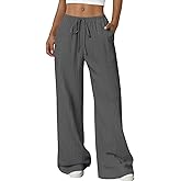 Acelitt Women’s Wide Leg Palazzo Pants Casual Loose Lounge Pants Beach Trousers with Pockets(Too Large, Please Size Down)