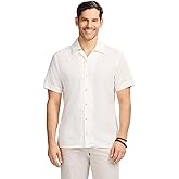 Izod Mens Luxury Classics Short Sleeve Textured Button Down Shirt