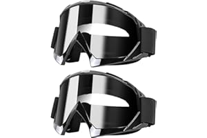 YOHOG ATV Dirt Bike 2-Pack Motorcycle Goggles for Men Women Motocross Windproof Wide Vision Off Road Riding Goggles for Adult Youth Kids Protective Safety Glasses Clear Lens