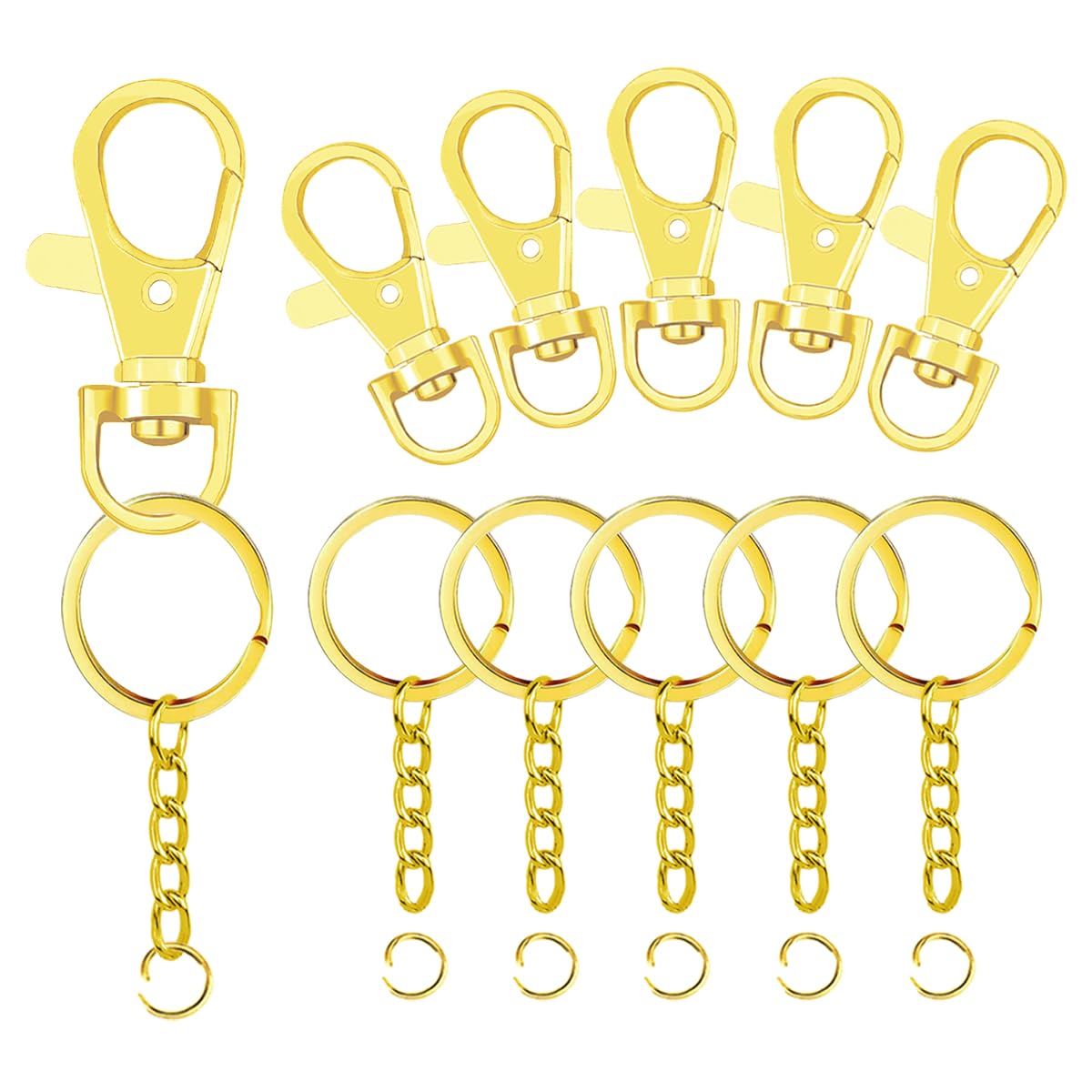 Photo 1 of 100 Pcs Lanyard Snap Hooks and Key Rings with Chain and Jump Rings for Keychain Lanyard DIY Jewelry Crafts Accessories Gold(50 Swivel Snap Hooks +50 Flat Key Ring with Chains)