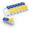 Ezy Dose Weekly (7-Day) AM/PM Pill Organizer, Vitamin and Medicine Box, Large Pop-Out Compartments, Designed for Travel, 2 Ti