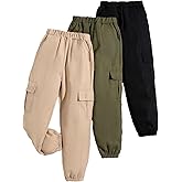 Ltvoo Girls Cargo Pants Elastic Waist Baggy Joggers Sweatpants Loose Casual Trousers with Pockets for Girl 7-14 Years
