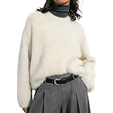 Gihuo Womens Fuzzy Sweaters Long Sleeve Pullover Fur Sweater Knit Sweater Jumper Tops
