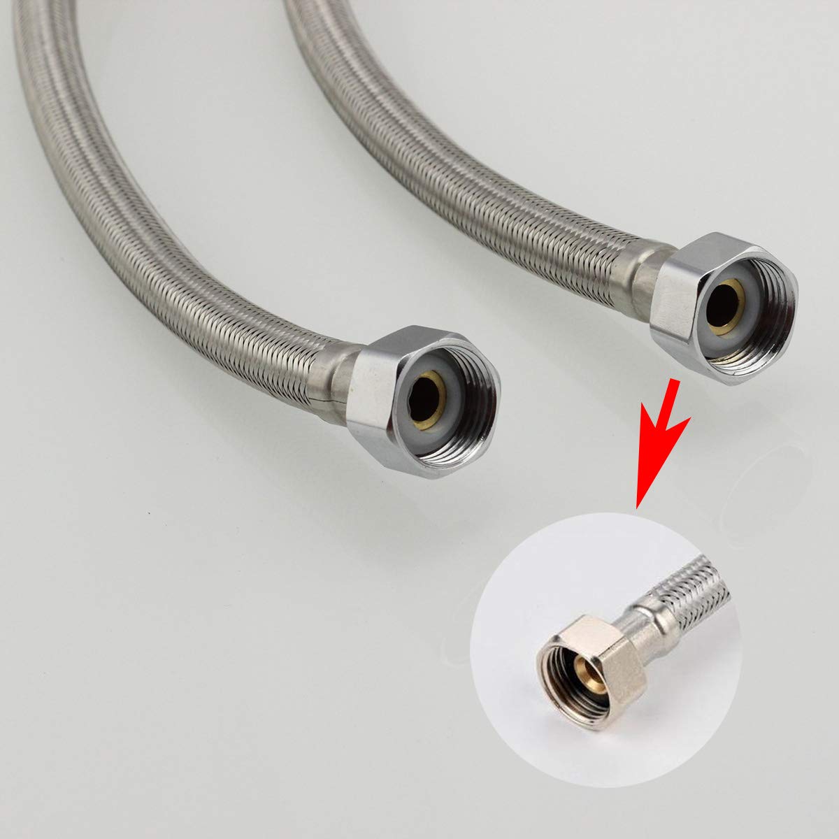 Homovater 2 X Flexible Chrome Water Hose Bathroom and Kitchen Basin