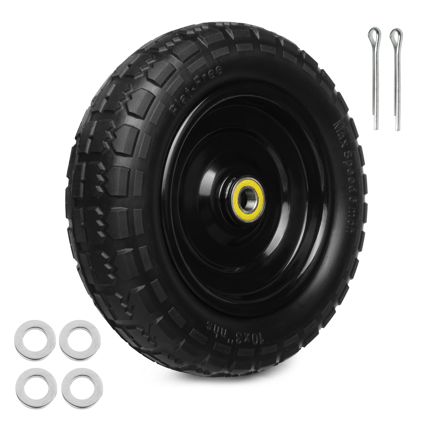 Photo 1 of 13 Inch Solid Rubber Tires, 4.00-6 Tire Flat Free with 5/8" Bearings, 2.17" Offset Hub for GOR Garden Carts, Garden Wagon Carts, Trolleys, Hand Trucks and Utility Cart(1 Pack)