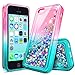 iPhone 4S Case, iPhone 4 Glitter Case for Girls Kids Women, NageBee Liquid Quicksand Waterfall Floating Sparkle Shiny Bling Diamond Cute Case for iPhone 4/4S -Pink/Aqua