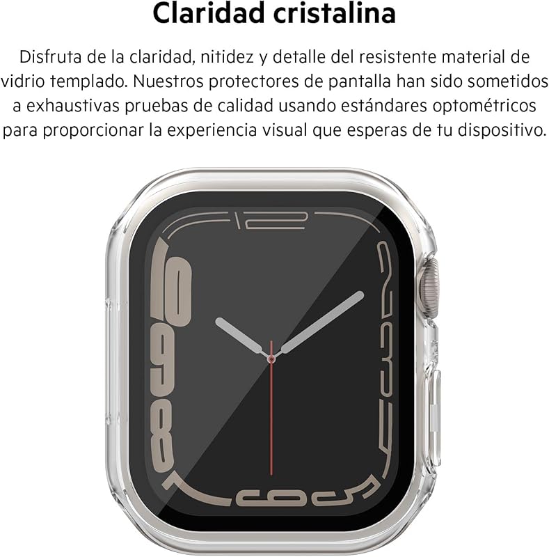 Capa ScreenForce para Apple Watch 40mm, 41mm, Series 8, SE, 7, 6, 5 e 4 com borda elevada e protetor de ecrã TemperedGlass integrado, resistente a riscos e fácil de instalação - Transparente