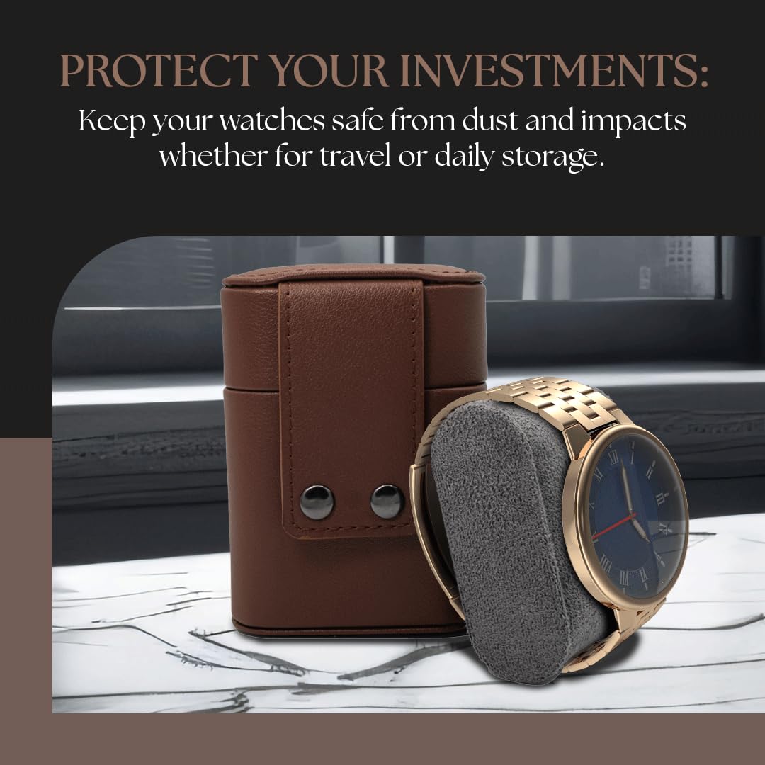 Penitent Man Leather Watch Travel Case for Men - Smart Watch Jewelry Organizer and Pillow Case