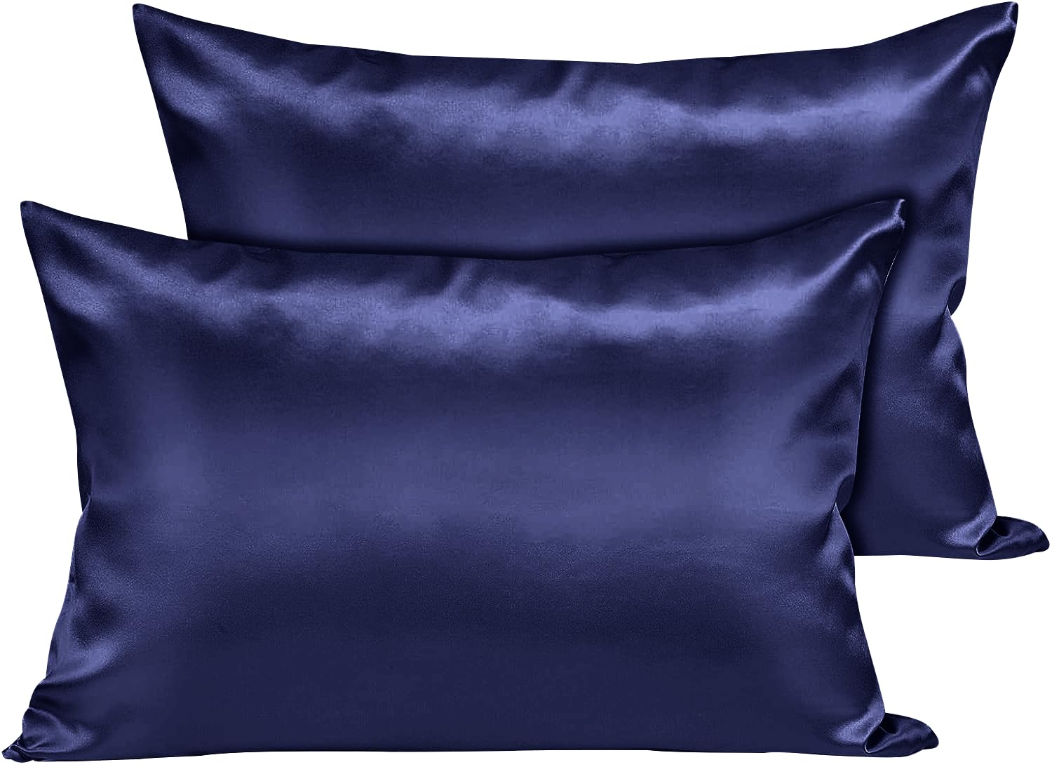 Moonlight Bedding Navy Satin Cooling Pillow Cases 2 Pack – Soft & Smooth Feels Like Silk Pillowcases for Hair and Skin Care
