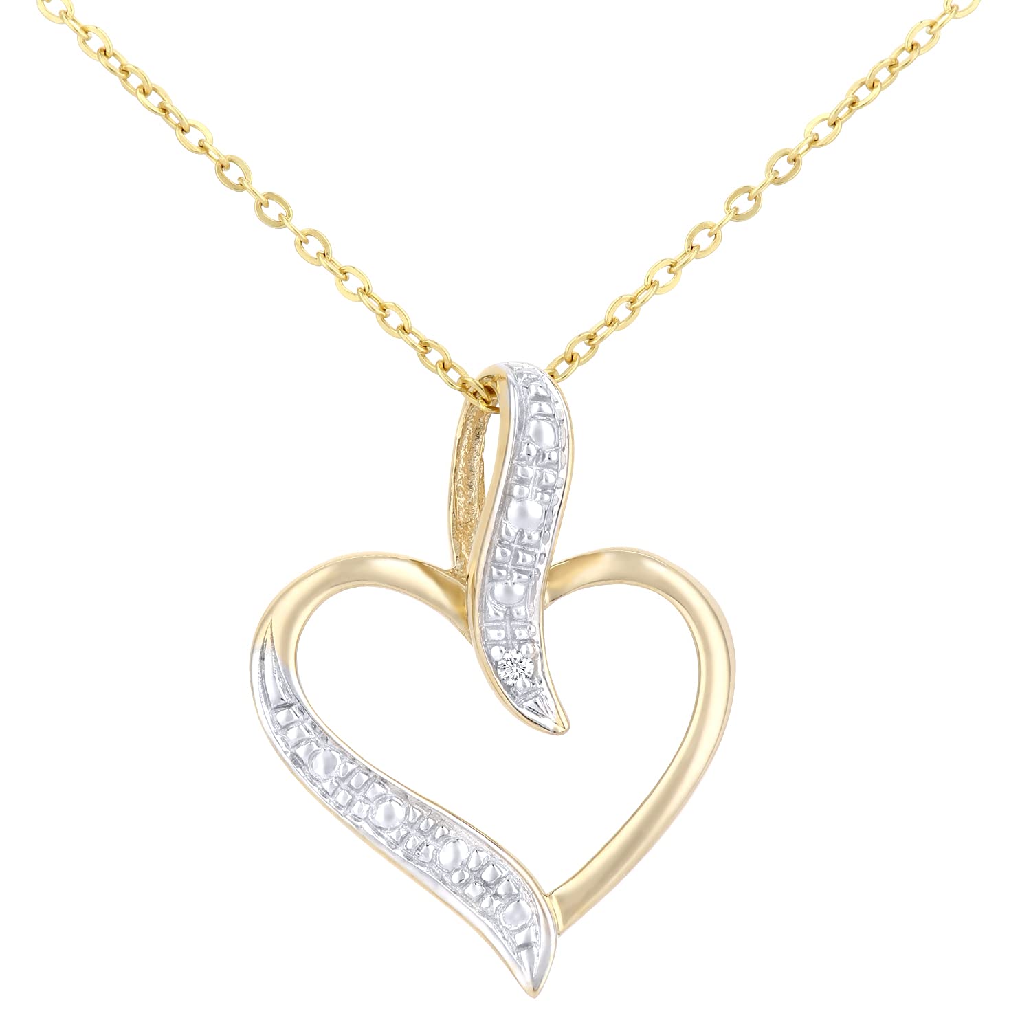 Elegano 9ct Yellow Gold Necklace – Diamond Heart Women’s Pendant Necklace