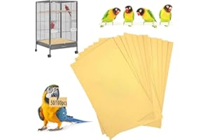 Lesimnky Bird Cage Liner 50-Pack 17” x 11” Gravel Paper Cuttable Pet Sandpaper Special for Bird Cage in Sea Sand, Easy Clean Pet Sandpaper Calcium Paper for Birdcage Parrots Cockatiels (50)