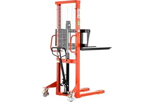 T TORY CARRIER Tory Carrier Material Lift, Manual Pallet Stacker 2200 lbs Capacity, 63” Lifting Height Hydraulic Truck with Adjustable Forks Suitable for Open Bottom Pallets