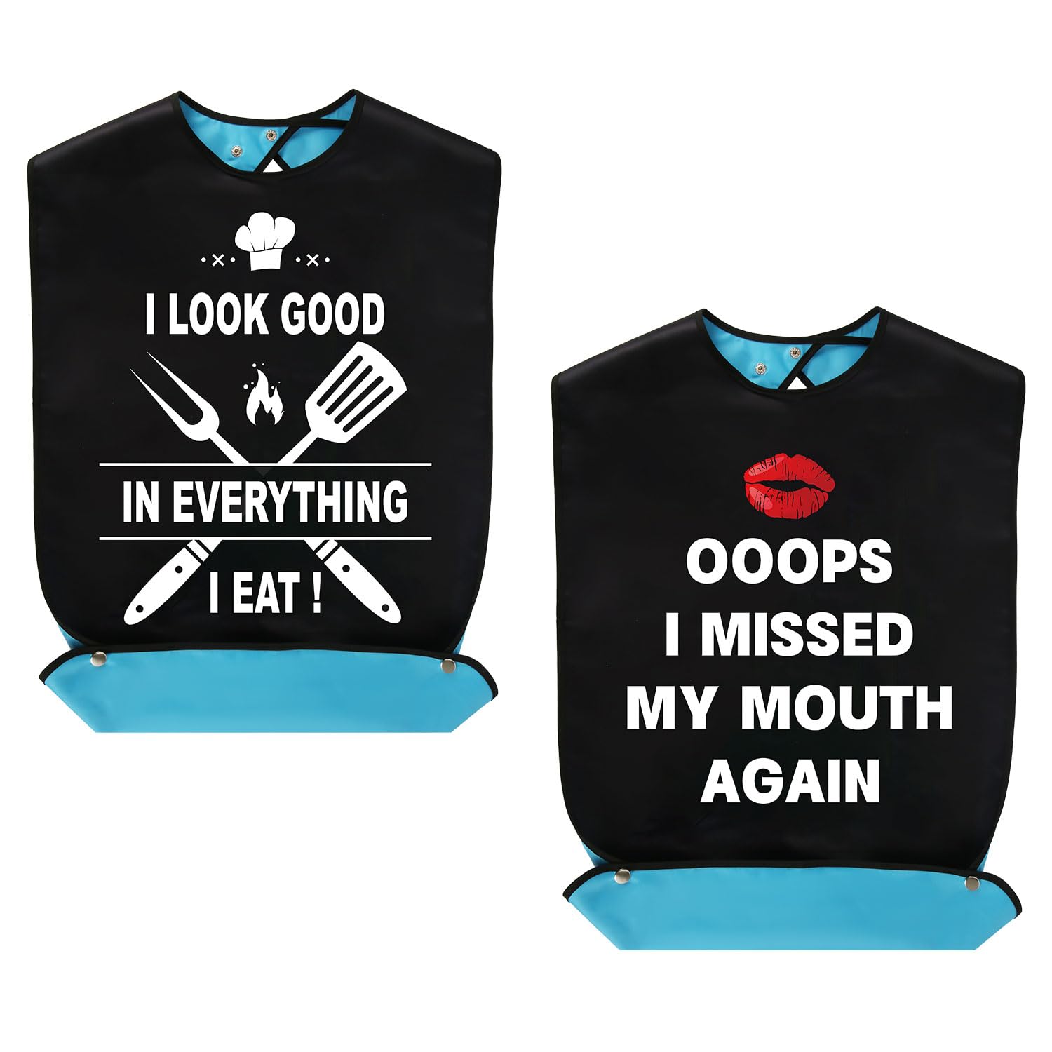 lasuroa 2pcs Adult Bibs, Funny Bib for Adults Waterproof Adjustable Adult Bib for Eating Bibs for Seniors Dining Clothing Protectors for The Elderly Men Women