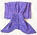 Purple Mermaid Tail Blanket Crochet for Adults, Knitted Mermaid Throw Blanket Living Room Warm Cozy Sleeping Bag for All Seasons, Handmade High Density Thick Mermaid Blanket 71