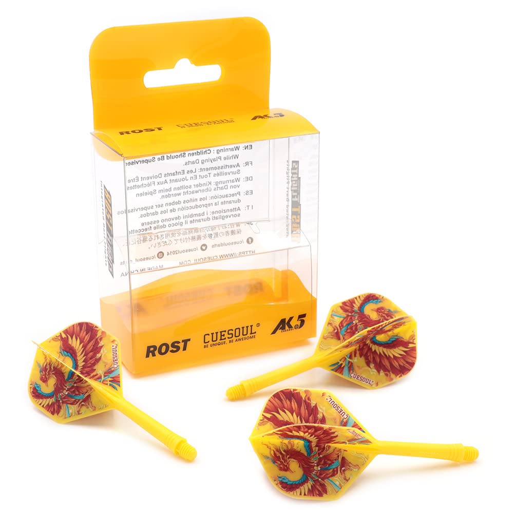 CUESOUL ROST Integrated Dart Shaft and Flights Standard Shape,with Four Mythological Symbols Design,Set of 3 pcs