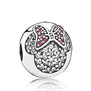 Pandora Sterling Silver Disney Minnie Pave Clear Red Clip Charm 791450cz
