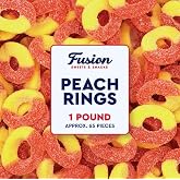 Peach Rings Gummy Candy 1 lb, Resealable Bag | Soft Chewy Texture, Sweet, Bulk Bag, Nostalgic Juicy Peach Rings