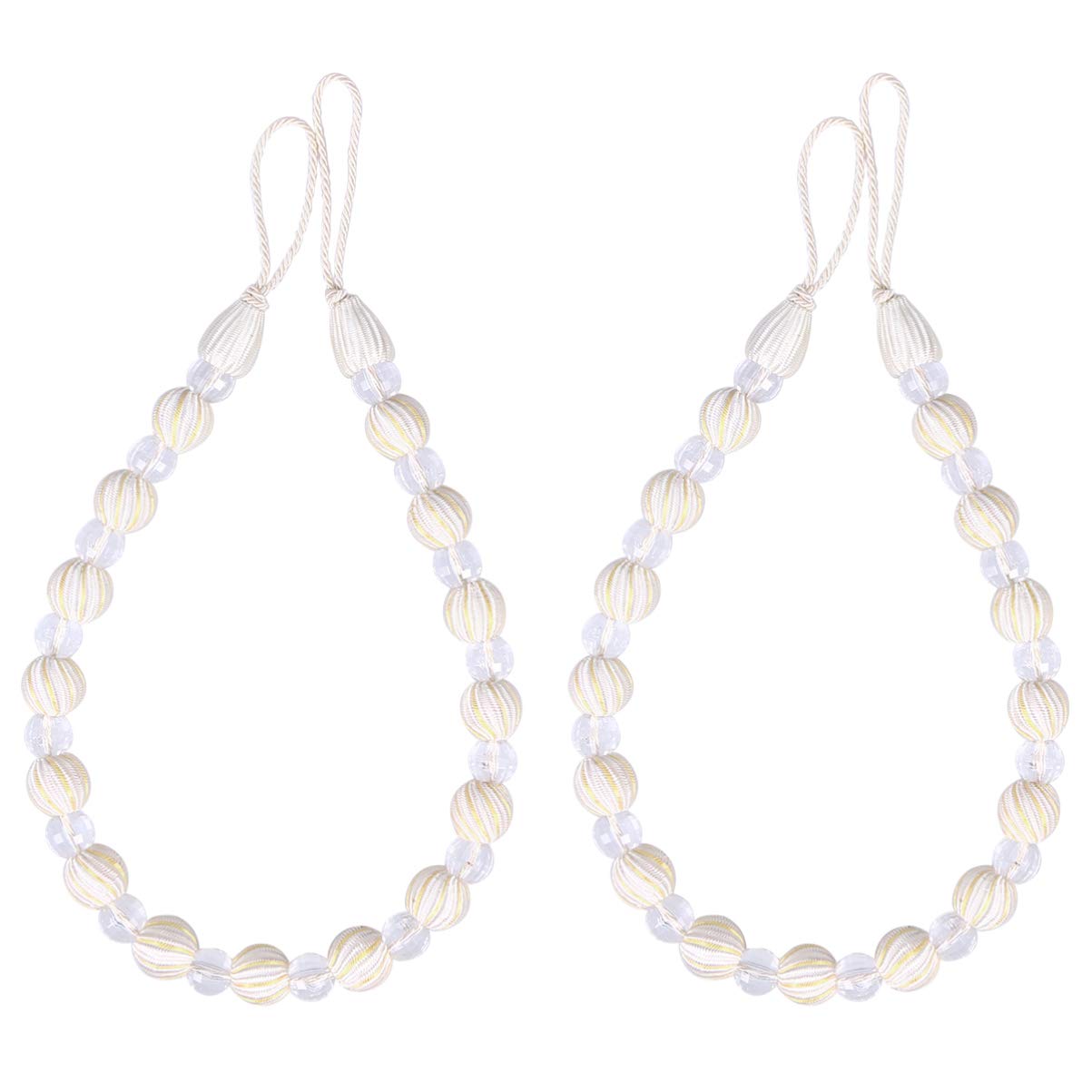 VOSAREA 2pcs Stylish Acrylic Bead Drape Curtain Clip Tiebacks Holdbacks Buckle (White)