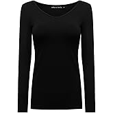 OThread & Co. Women's Long Sleeve T-Shirt V-Neck Basic Layer Stretchy Shirts