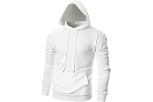 Ohoo Mens Slim Fit Basic Pullover Hoodies Sweatshirt Lightweight Long Sleeve with Kanga Pocket
