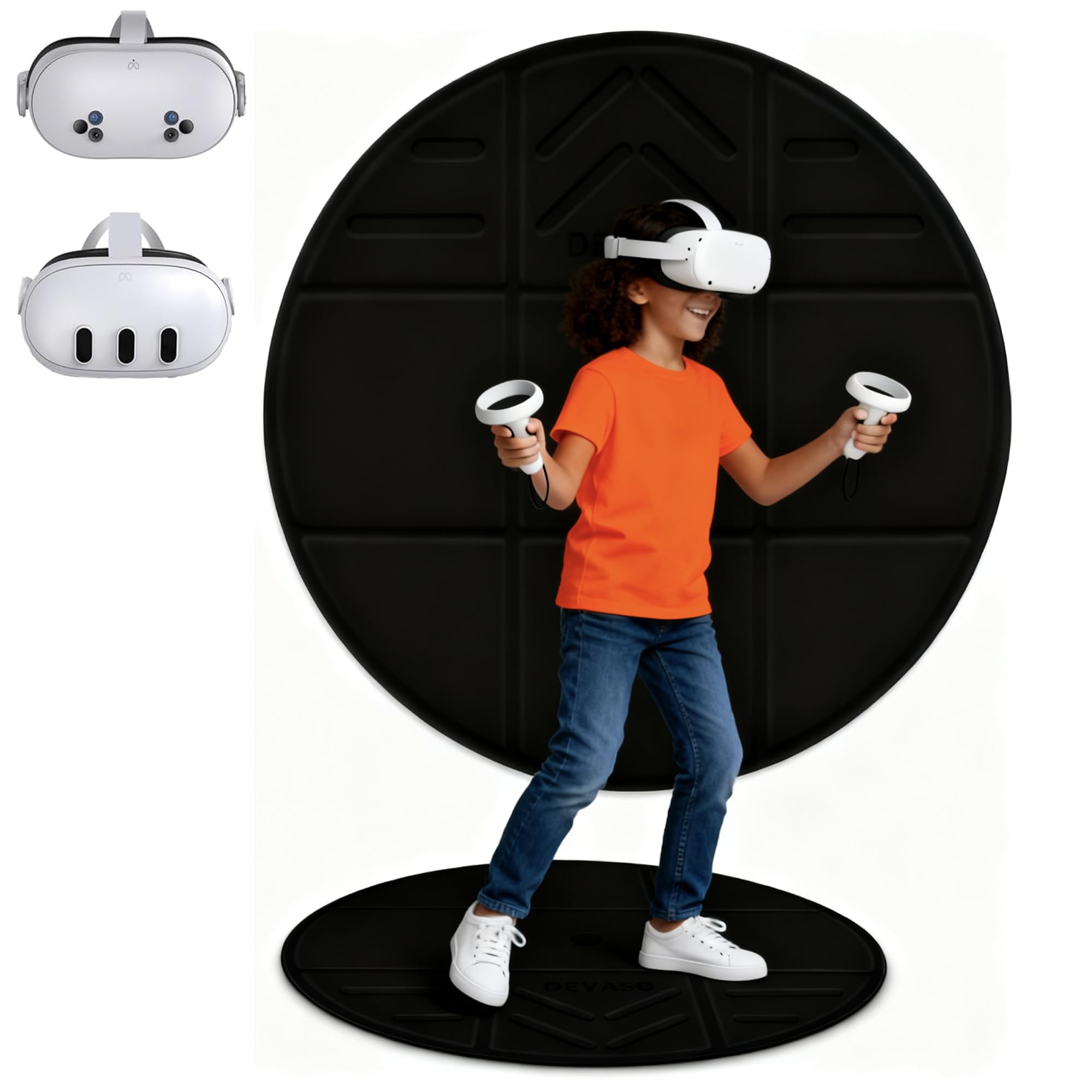 Foldable VR Mat for Meta Quest 3S/Quest 3/Oculus Quest 2/Pro/PSVR2/Carpet, VR Floor Mat for All VR Headsets, Non-Slip, Soft, and Fatigue-Resistant, Ensuring Free Exploration of The Metaverse (Black)