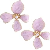 Flower Stud Earrings, Small Irregular Petal Earring Mini Alloy Oil Dripping Trendy Jewelry Accessories Gifts for Women (Purple)