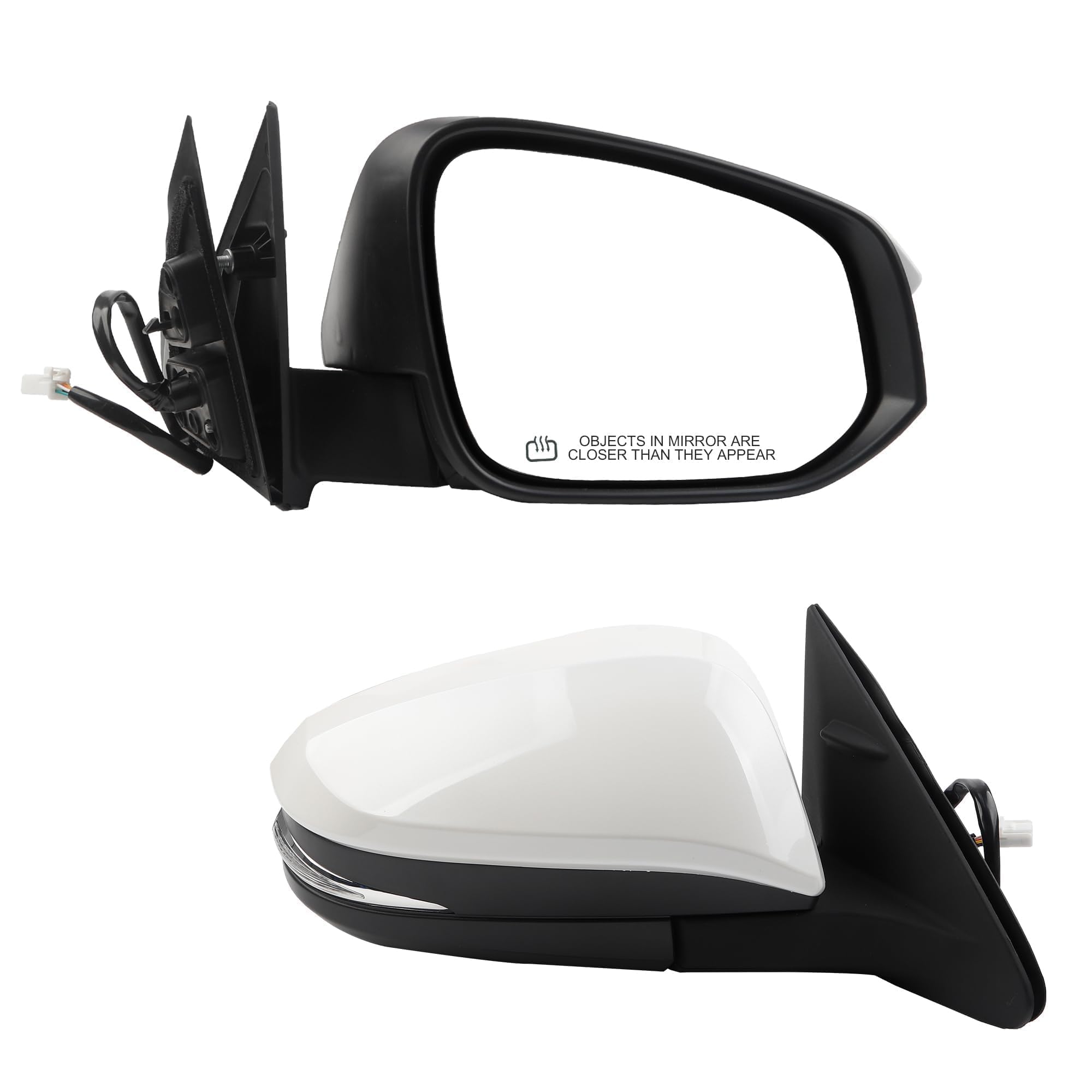 Photo 1 of Dasbecan Passenger Right Side Mirror Compatible with 2014-2019 Toyota Highlander Heated Power Adjustable Glass Manual Fold Turn Signal Light Painted White 6 PINS Replaces# 87910-0E140 TO1321317