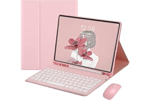 Keyboard Case Mouse for iPad mini 5th Generation/iPad mini 4 Case with Detachable Bluetooth Color Keyboard Retro Round Key Cu