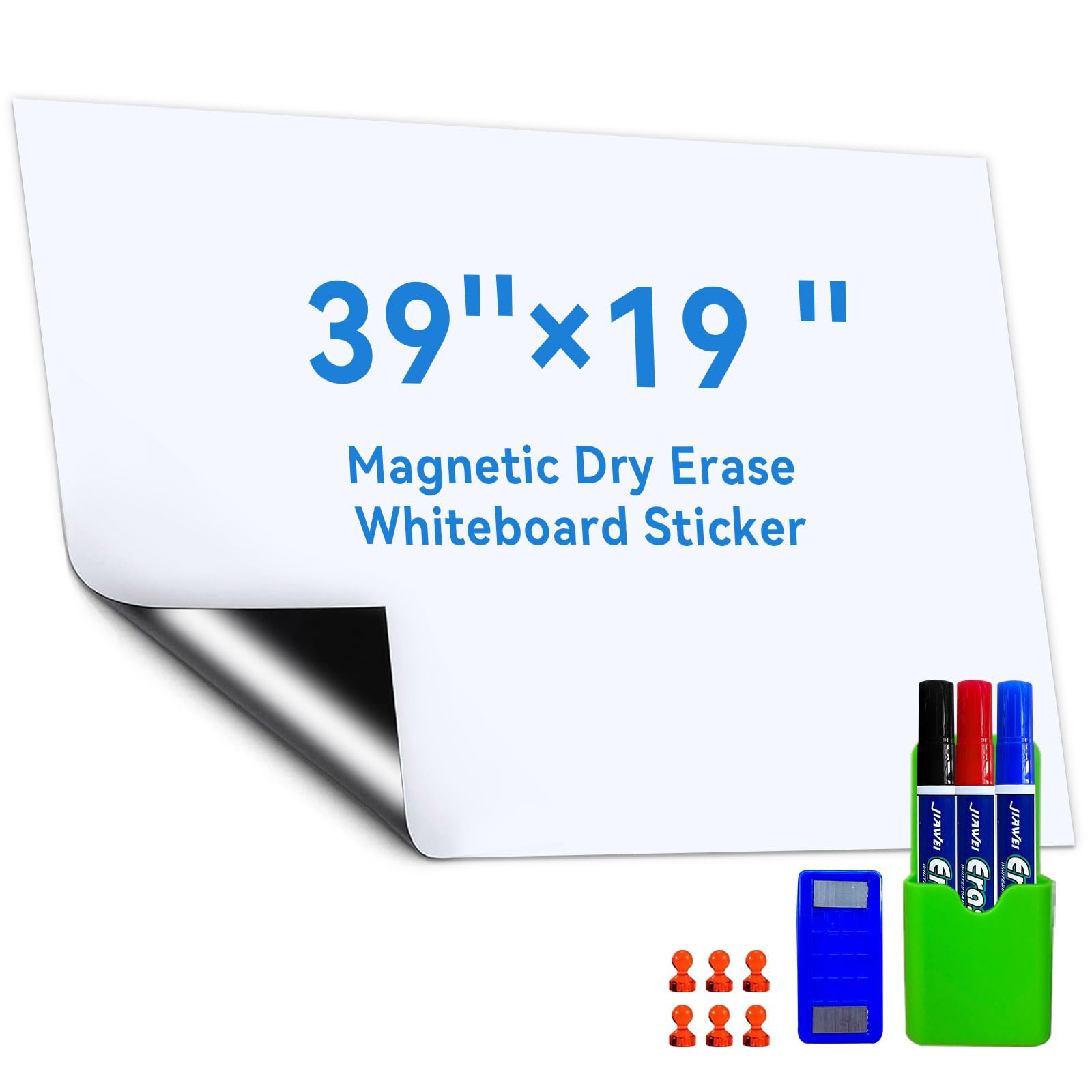 Photo 1 of Magnetic Dry Erase Whiteboard Paper, Dry Erase Board, Self Adhesive Whiteboard for Wall, Magnetic Dry Erase Board, PET Material, for School/Office/Home (39" x 19")