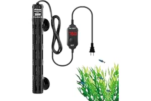VCRAZE Fish Tank Heater with LED Digital Display Thermostat, Submersible Aquarium Heater with Protective Housing, 300W Adjustable Fish Heater for 40-75 Gallon Tanks