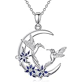 VONALA Hummingbird Necklace 925 Sterling Silver Flowers Bird Pendant Hummingbird Necklaces for Women