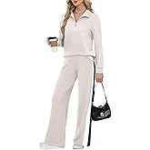 WIHOLL Women 2 Piece Outfits Airport Travel Vacation Sweatsuits Wide Leg Pants Lounge Set 2025 Fashion Clothes