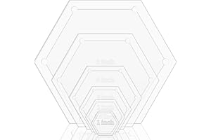 EXEXIUO 6 Pieces Hexagon Quilting Templates 1 Inch, 1.5 Inch, 2 Inch, 3 Inch, 4 Inch, 5 Inch with 1/4 Inch for Cutting Patterns Seam Allowance Hexagon Acrylic Quilting Rulers for DIY Sewing Crafts