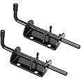 Quality Life Spring Loaded Gate Latch Pin Barrel Bolt 6in Durable Solid Steel for Shed Doors Wood Metal Gate Black - 2pcs