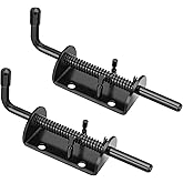 Quality Life Spring Loaded Gate Latch Pin Barrel Bolt 6in Durable Solid Steel for Shed Doors Wood Metal Gate Black - 2pcs