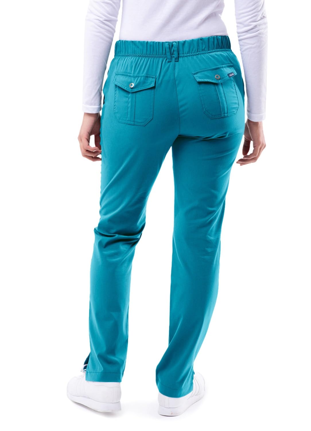 Condition photo showing As Is for adar pro scrubs for women - skinny leg yoga scrub pants - p4100 - teal blue - xl