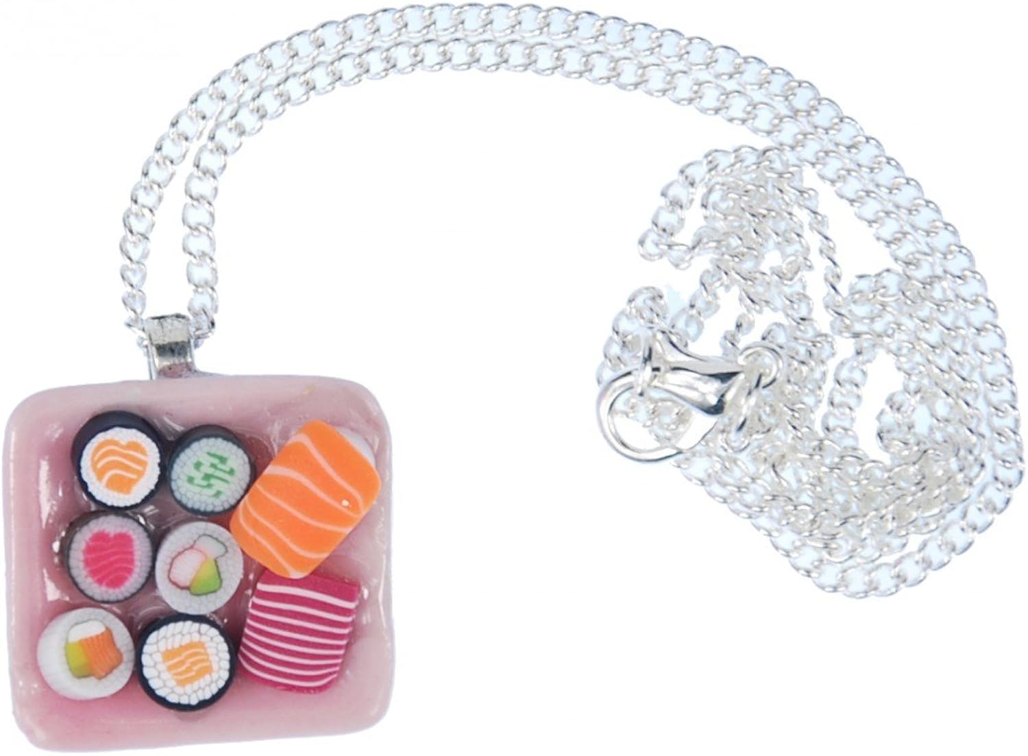 Miniblings Sushi Plate Necklace 60Cm Japanese Japan Asia Fast Food Maki Nigiri