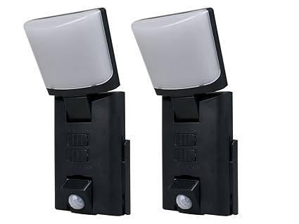 Juego de 2 portátiles, negra LED Outdoor Noche luces/Orientación luces con detector de