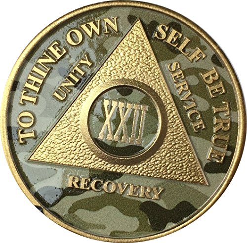 22 Year AA Medallion Camo Gold Plated Anniversary Chip Camouflage Color