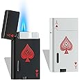 CFTGET Ace Classic Butane Torch Lighter, Refillable Card Lighter with Double Jet Flame and Visible Window, Ideal Gift for Men and Women, 1-Year Warranty, Without Butane(Black+White)