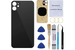 Perzework OEM Rear Back Glass Replacement for iPhone 11 6.1 inches with Reparing Toolkit and Pre-Installed Adhesive (Black)